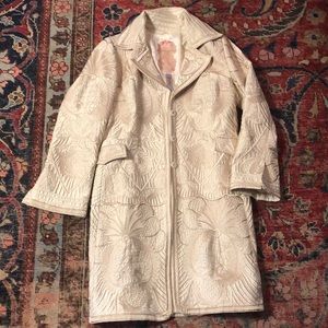 Biya Collection by Johnny Was gold embroidered silk coat sz large